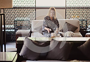 Young women making and drink chinese tea ceremony