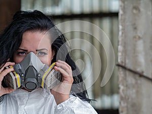 Young women in protecting mask