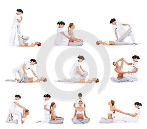 Young women on a Thai massage procedure