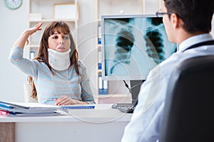 The young woman visiting radiologist for x-ray exam