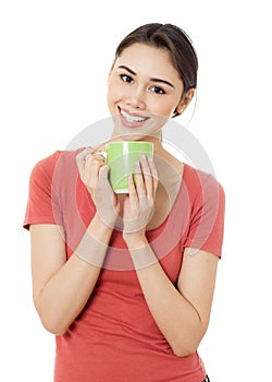 Young women wiht cup