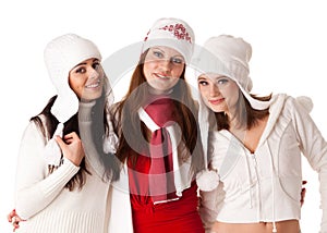 Young women in winter clothes.