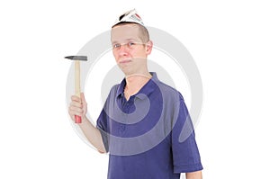Young worker with hammer