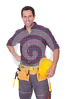 Young worker man with hard hat