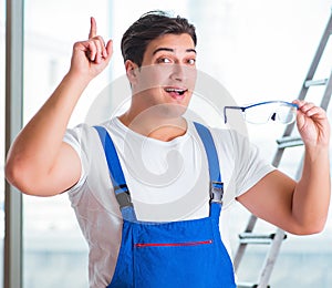 Young worker with safety goggles