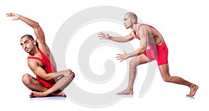 The young wrestler isolated on the white