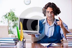 Young writer working on his new work