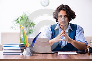 Young writer working on his new work