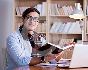 Young writer working in the library