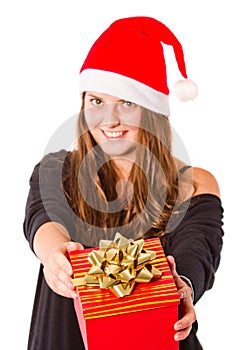 Young Xmas woman isolated
