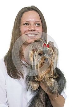 Young yorkshire terrier and teen