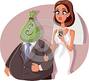 Gold Digger Marrying Sugar Daddy Vector Cartoon photo