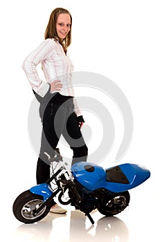 Youngster with her pocketbike