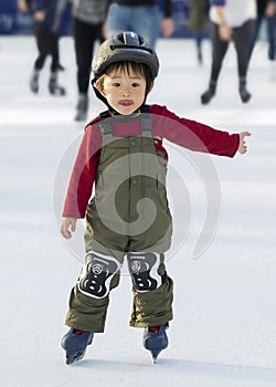 Youngster Learning to Skate