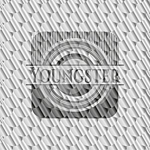 Youngster silver badge or emblem. Scales pattern. Vector Illustration. Detailed.  EPS10