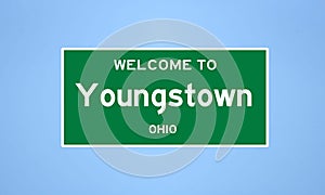 Youngstown, Ohio city limit sign. Town sign from the USA.