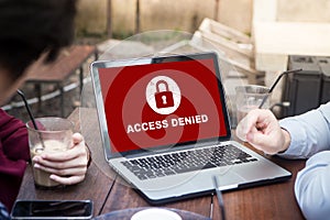 Your access is denied on laptop screen concept, protection security system