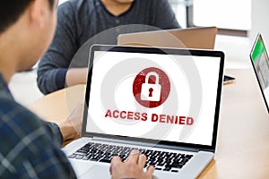 Your access is denied on laptop screen concept, protection security system