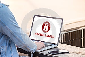 Your access is denied on laptop screen concept, protection security system