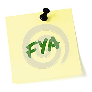 For your action acronym FYA green marker written business initialism text, corporate information recipient advice report