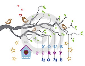 Your first home house moving-in greeting card