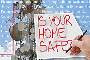 IS YOUR HOME SAFE from electromagnetic pollution exposure? - concept with base radio station for global communications services,