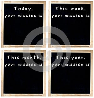 Your Mission on Chalkboard photo