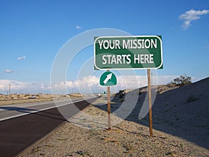 Your Mission Starts Here Highway Exit Sign