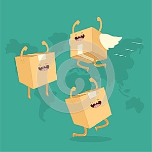 Your package rushes to you through the whole world. Vector graphics