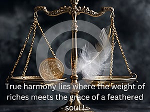 Delicate Balance: Gold Coin and Feather on Scales