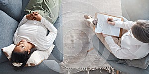 Your problems are smaller than they seem. High angle shot of an unrecognisable psychologist sitting with her patient and