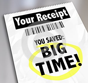 Your Receipt You Saved Big Time Store Purchases Sale Discount