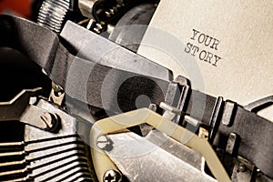Your Story typed words on a vintage typewriter