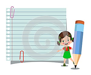 kids holding banners. Vector boy and girl with empty banner, illustration cartoon school kid and board for text