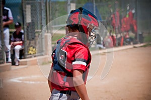 Youth baseball catcher