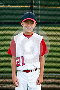 Youth baseball player portrait