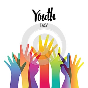 Youth day diverse teen hands greeting card photo