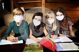 Youth doing homework at home during a coronavirus pandemic