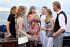 Youth group of eight people standing together