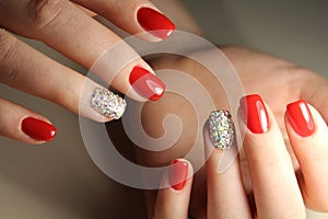 Youth manicure design red color