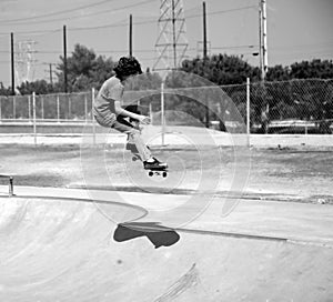 Youth Skateboarding in Black and White