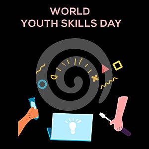 Youth Skills Day Vector Illustration for Background, Poster and Banner Design. good template for skill icon design