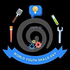 Youth Skills Day Vector Illustration for Background, Poster and Banner Design. good template for skill icon design