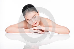 Youth and Skin Care Concept. Beauty Spa Asian Woman with perfect skin Portrait