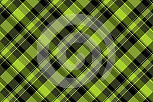 Youth tartan fabric texture, scrapbook pattern plaid vector. Square seamless textile check background in lime and black colors