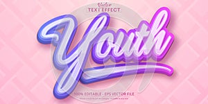 Youth text, multicolor gradient style editable text effect