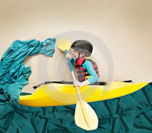 Youth whitewater kayaker.