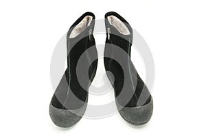 Youth women`s suede shoes on a white background