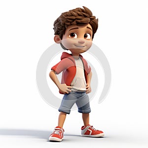 Youthful 3d Cartoon Of Boy With Shorts And Shirt Standing