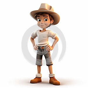 Youthful 3d Cartoon Character Dylan With Hat - Vray Style